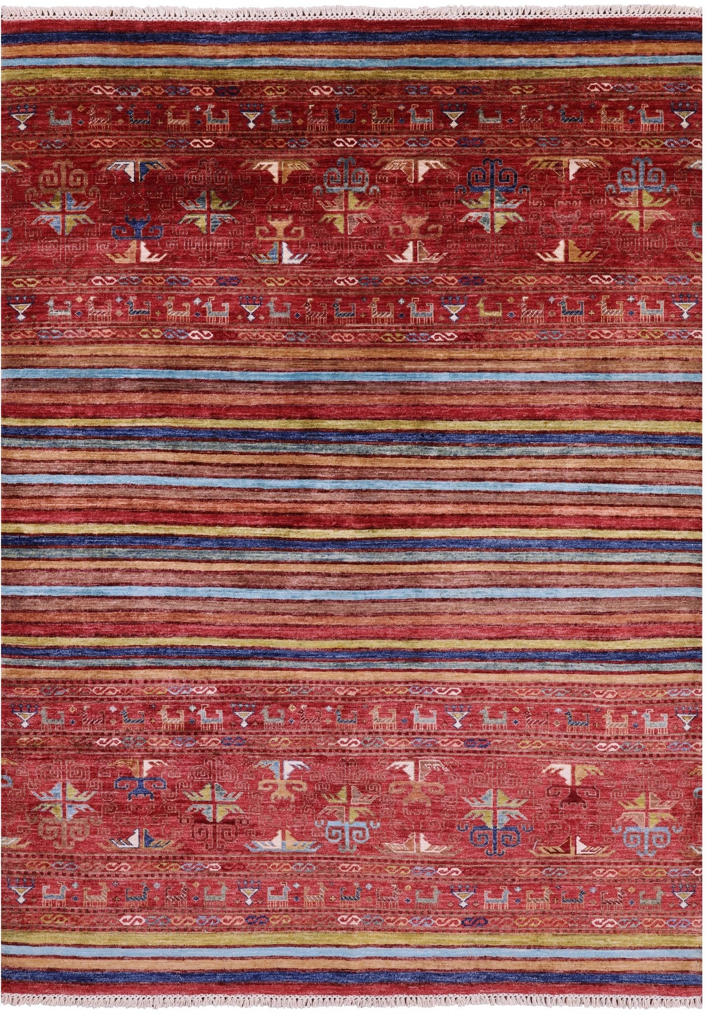 Tribal Persian Gabbeh Handmade Wool Rug - 5' 7" X 7' 8" - Golden Nile