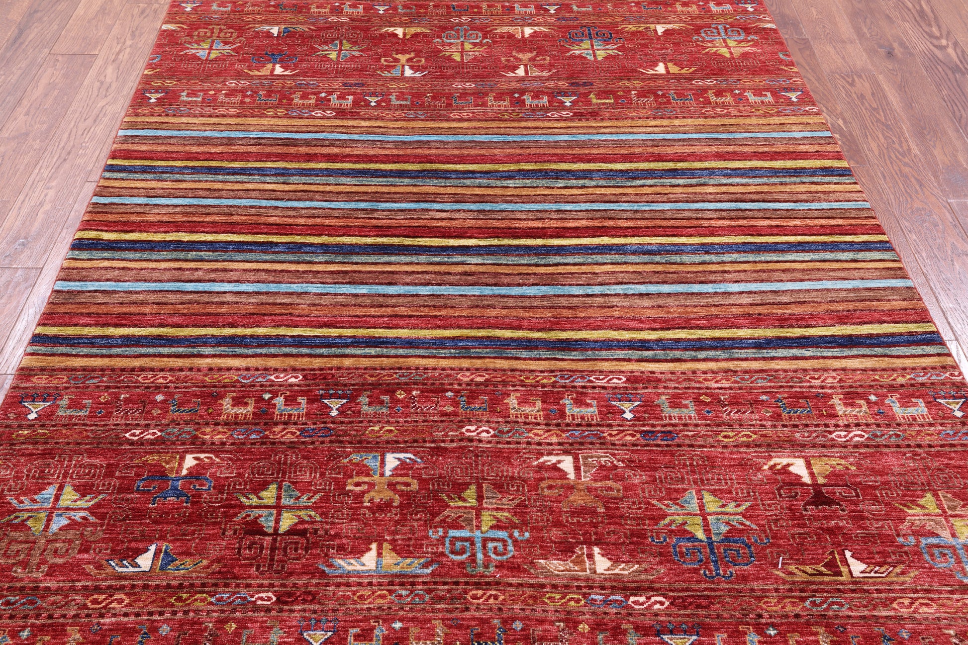 Tribal Persian Gabbeh Handmade Wool Rug - 5' 7" X 7' 8" - Golden Nile
