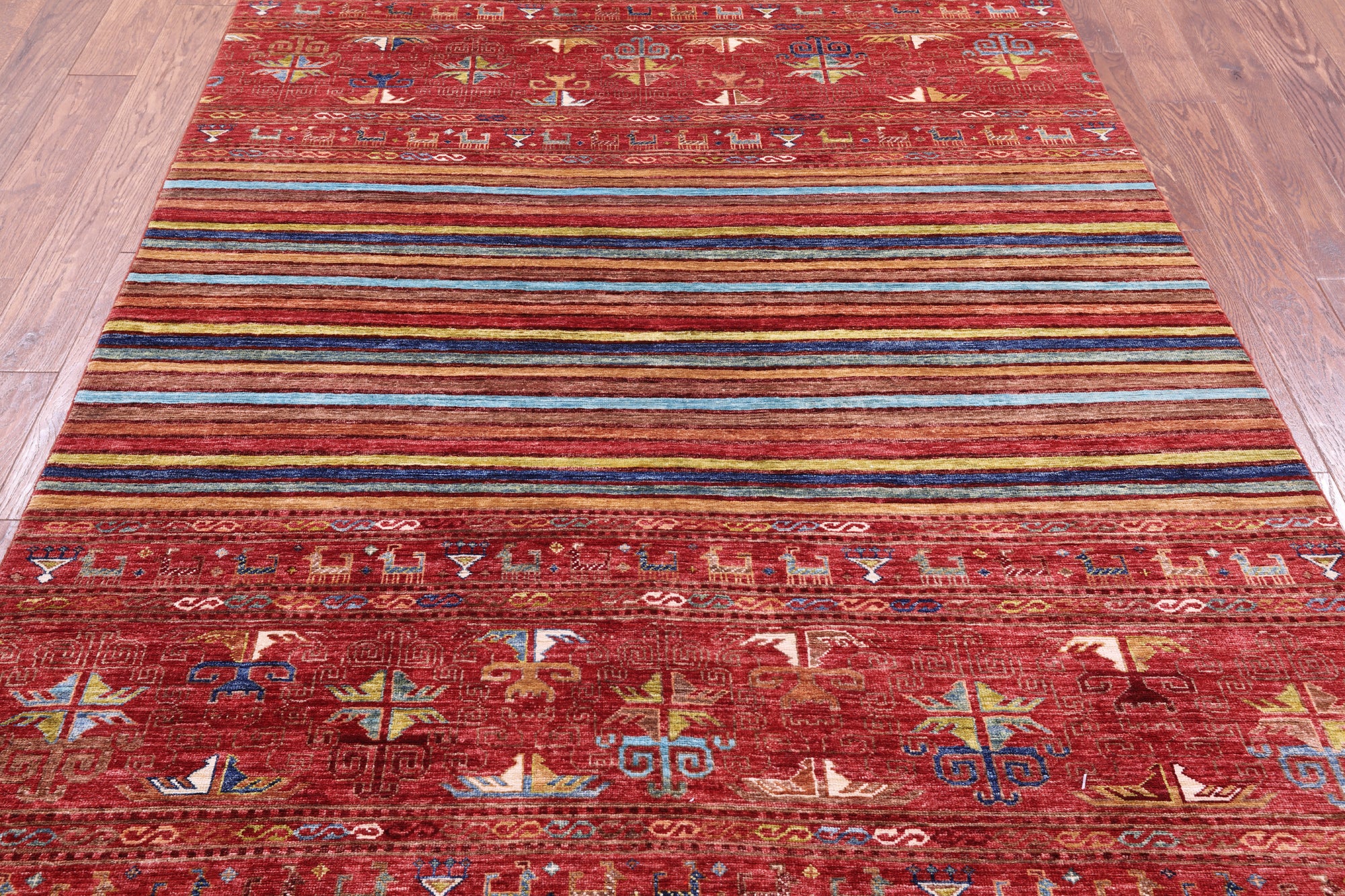 Tribal Persian Gabbeh Handmade Wool Rug - 5' 7" X 7' 8" - Golden Nile