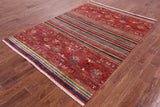 Tribal Persian Gabbeh Handmade Wool Rug - 5' 7" X 7' 8" - Golden Nile