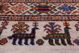Ivory Tribal Persian Gabbeh Hand Knotted Wool Rug - 5' 6" X 7' 9" - Golden Nile