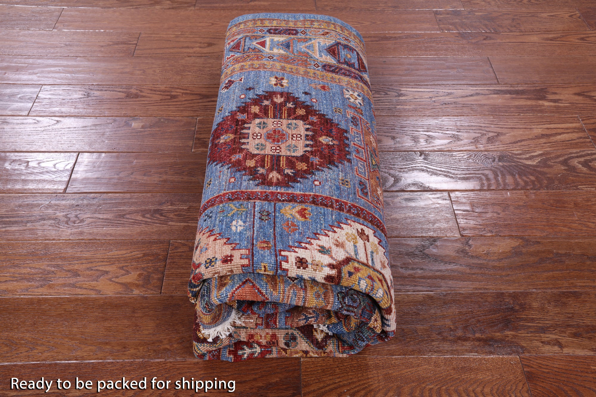 Blue Turkmen Ersari Hand Knotted Wool Rug - 5' 8" X 8' 6" - Golden Nile