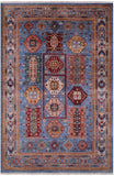 Blue Turkmen Ersari Hand Knotted Wool Rug - 5' 8" X 8' 6" - Golden Nile
