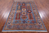 Blue Turkmen Ersari Hand Knotted Wool Rug - 5' 8" X 8' 6" - Golden Nile