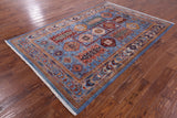 Blue Turkmen Ersari Hand Knotted Wool Rug - 5' 8" X 8' 6" - Golden Nile