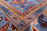 Blue Turkmen Ersari Hand Knotted Wool Rug - 5' 8" X 8' 6" - Golden Nile