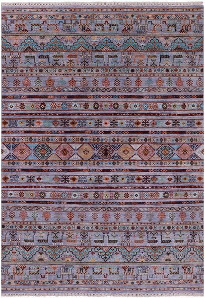 Tribal Persian Gabbeh Handmade Wool Rug - 5' 8" X 8' 0" - Golden Nile