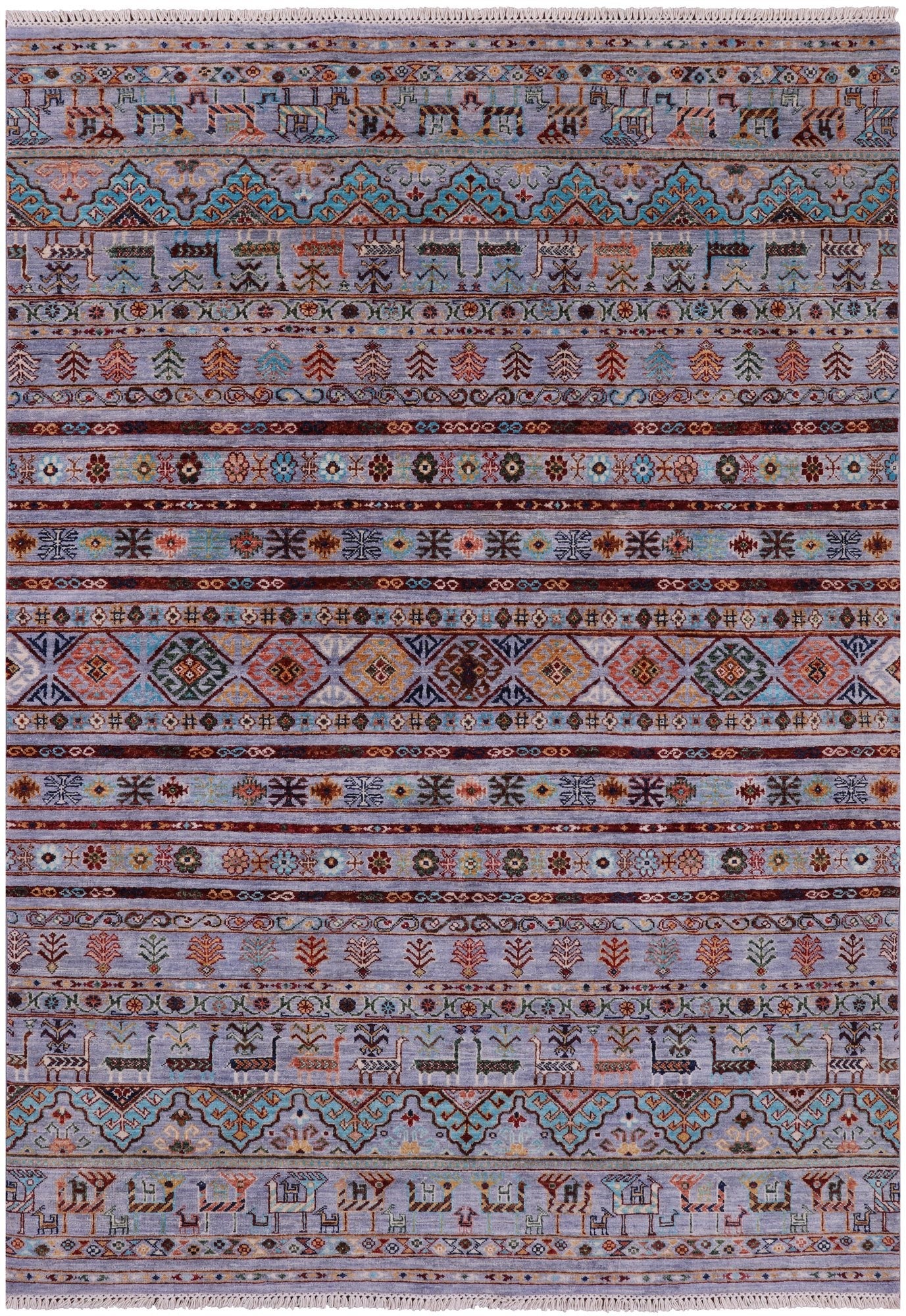 Tribal Persian Gabbeh Handmade Wool Rug - 5' 8" X 8' 0" - Golden Nile