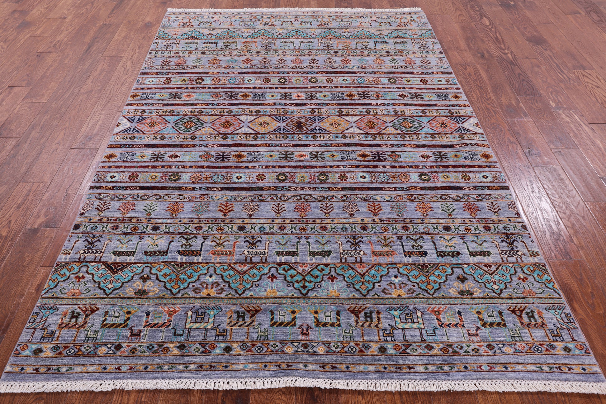 Tribal Persian Gabbeh Handmade Wool Rug - 5' 8" X 8' 0" - Golden Nile