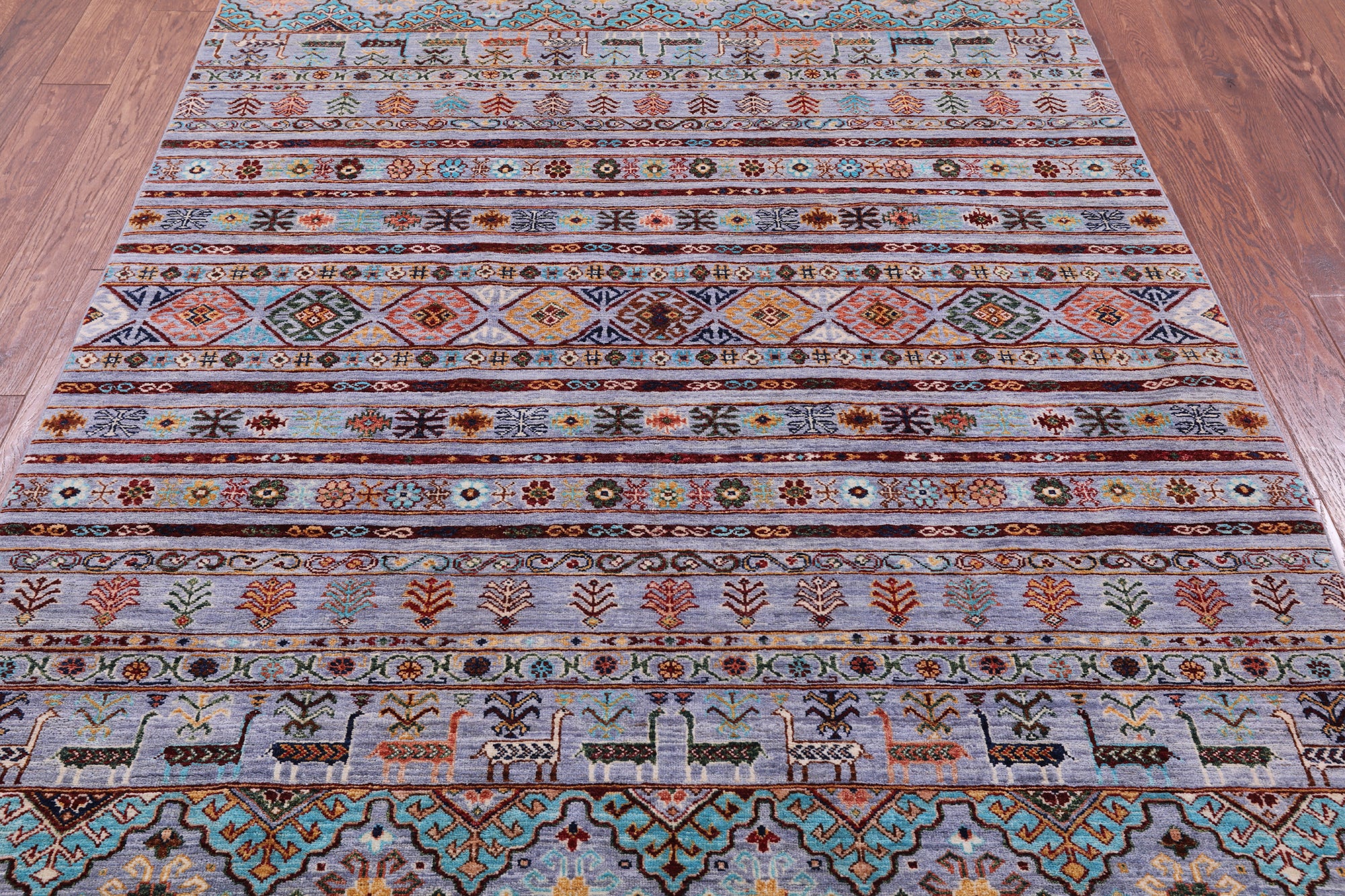 Tribal Persian Gabbeh Handmade Wool Rug - 5' 8" X 8' 0" - Golden Nile