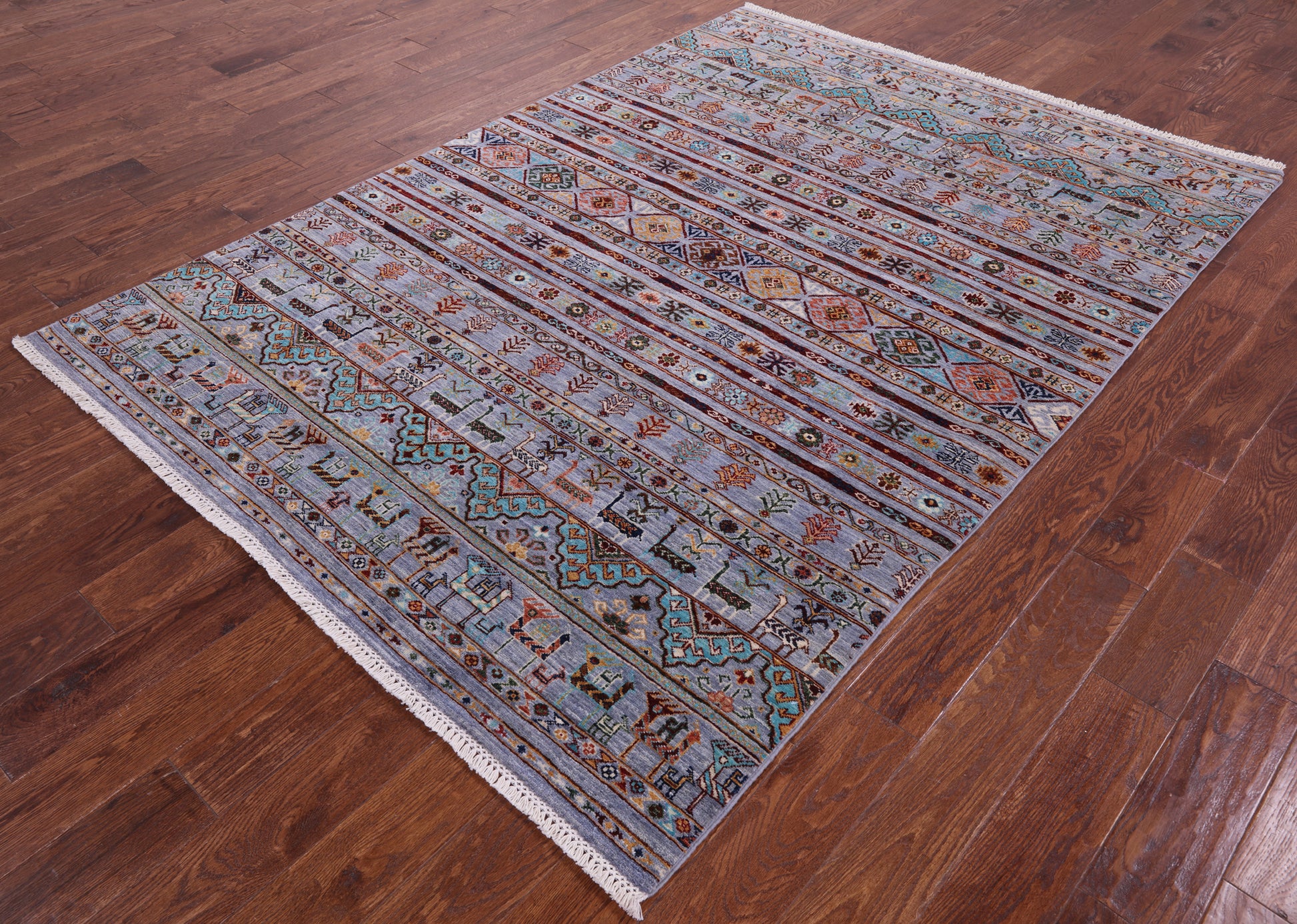 Tribal Persian Gabbeh Handmade Wool Rug - 5' 8" X 8' 0" - Golden Nile