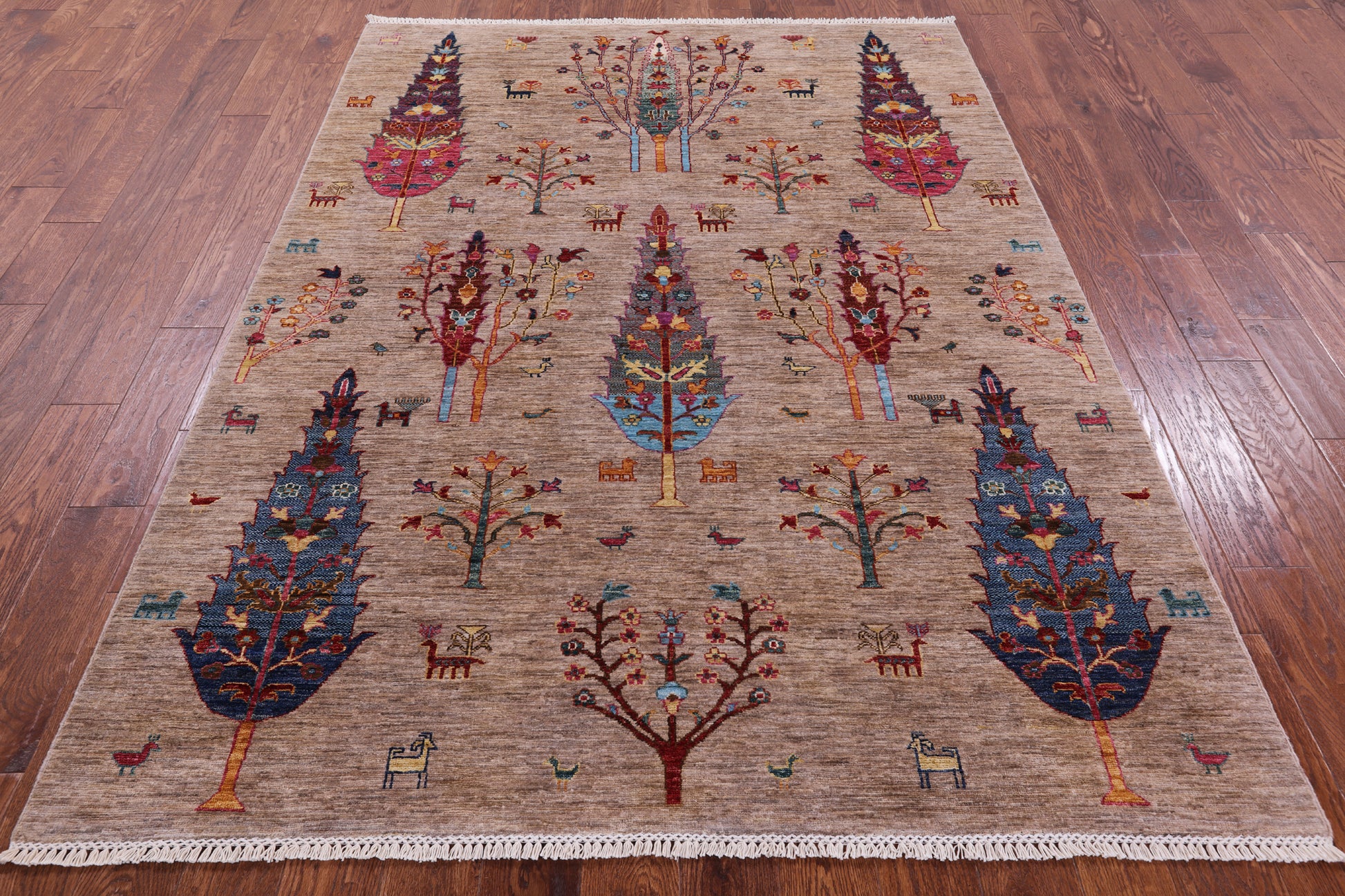 Tribal Persian Gabbeh Handmade Wool Rug - 5' 8" X 7' 8" - Golden Nile