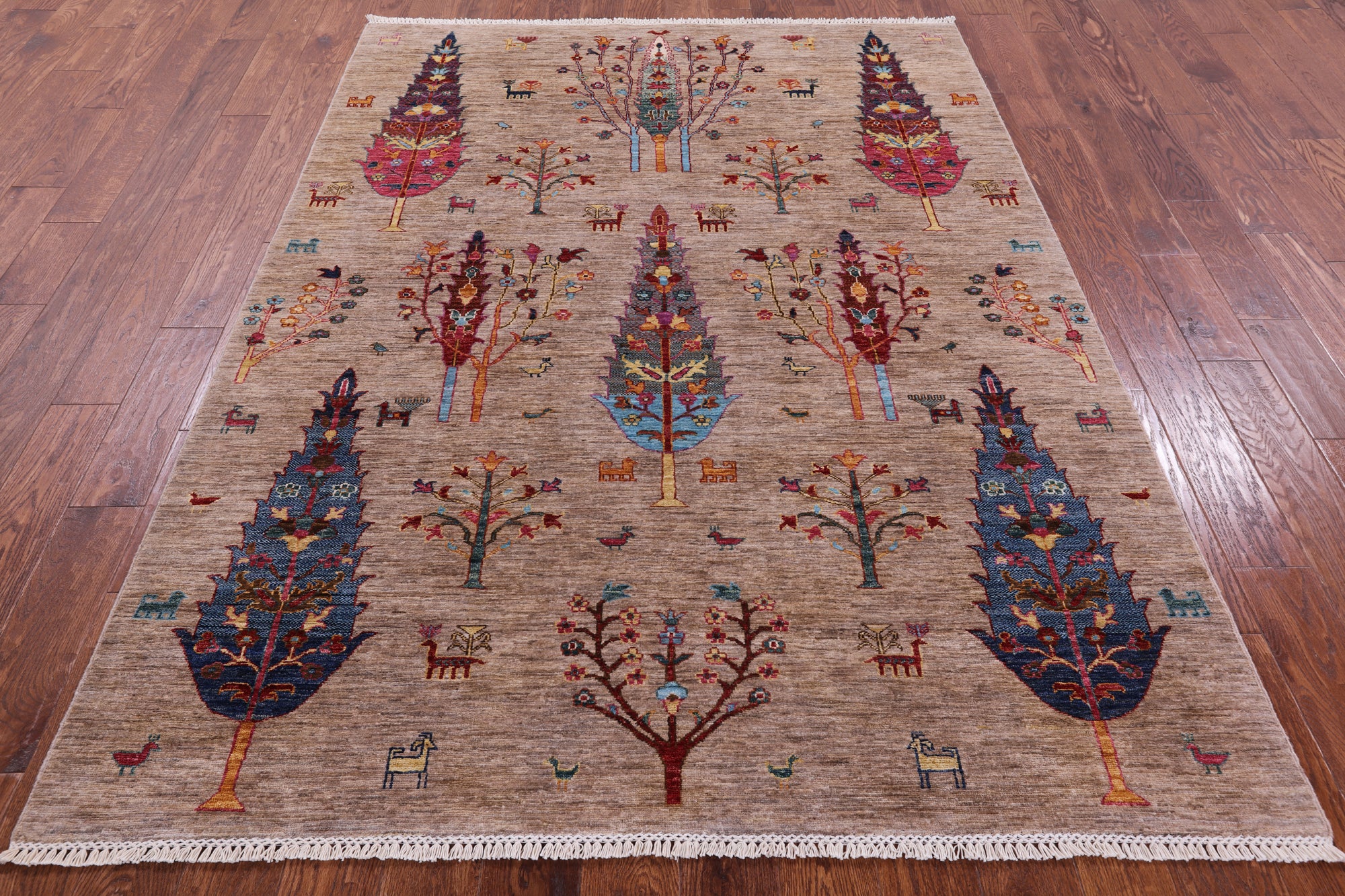 Tribal Persian Gabbeh Handmade Wool Rug - 5' 8" X 7' 8" - Golden Nile