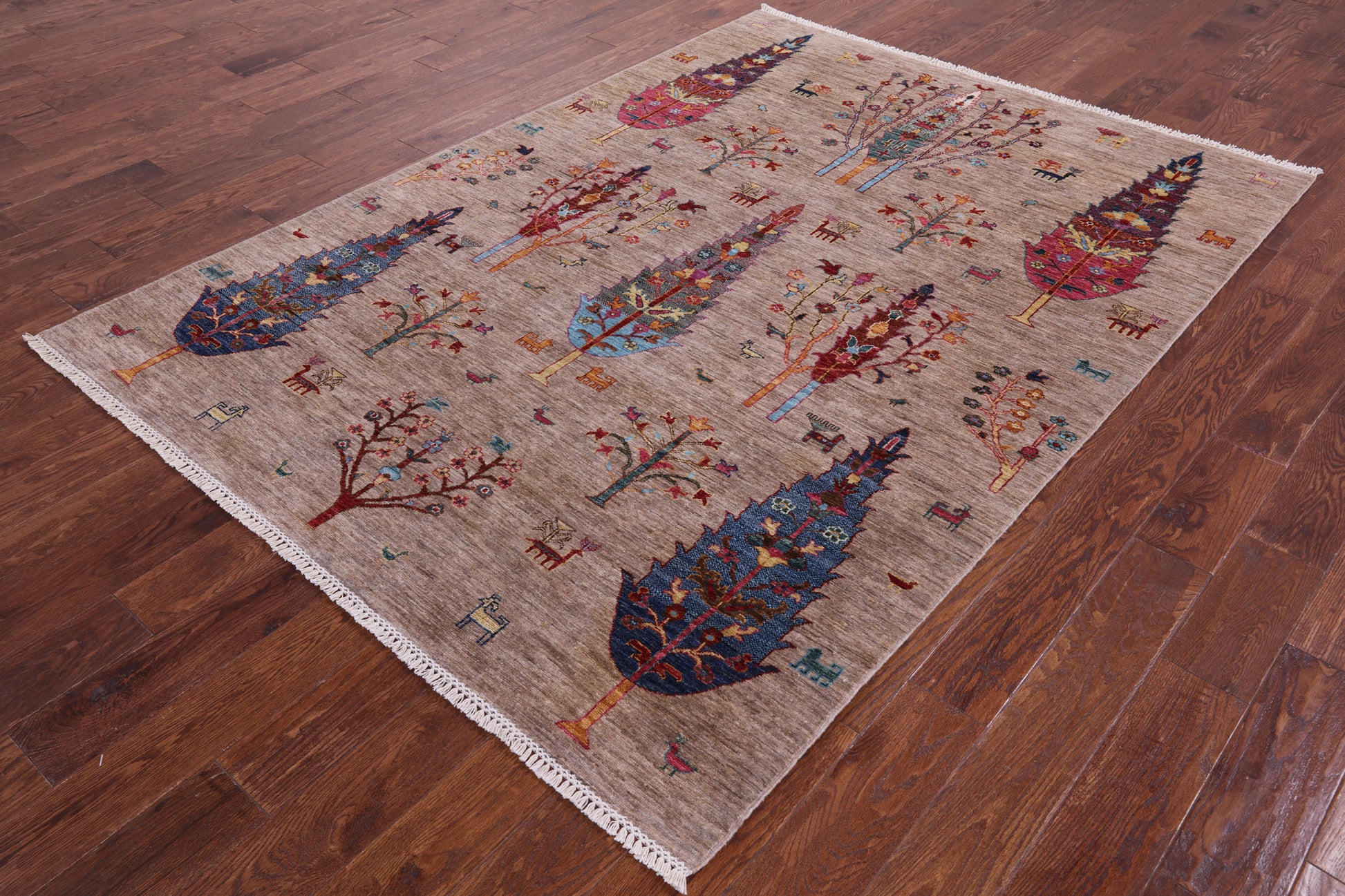 Tribal Persian Gabbeh Handmade Wool Rug - 5' 8" X 7' 8" - Golden Nile