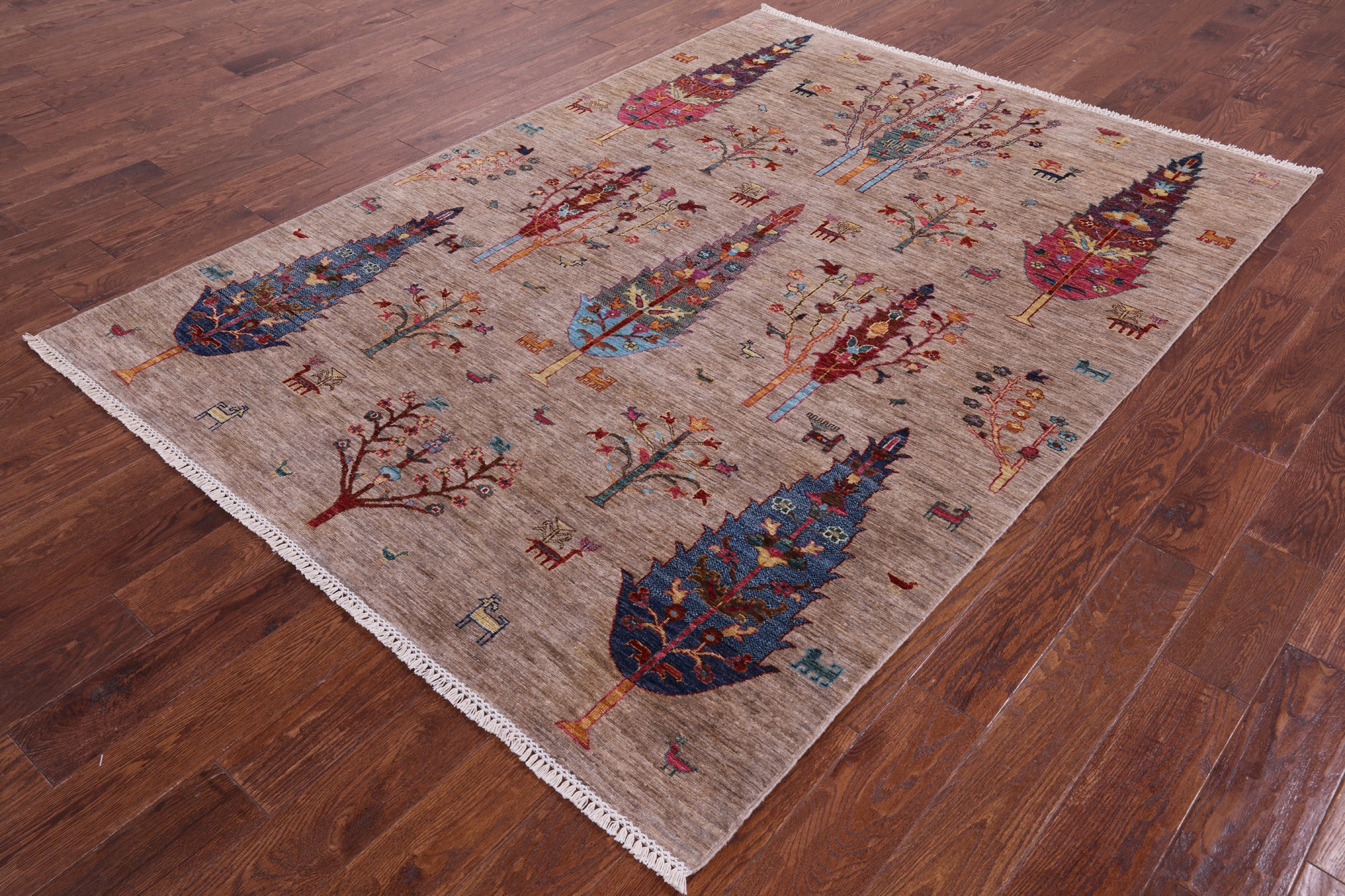Tribal Persian Gabbeh Handmade Wool Rug - 5' 8" X 7' 8" - Golden Nile