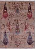 Tribal Persian Gabbeh Handmade Wool Rug - 5' 8" X 7' 8" - Golden Nile