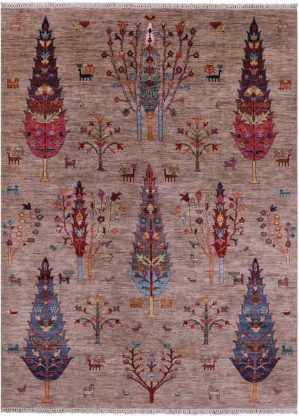 Tribal Persian Gabbeh Handmade Wool Rug - 5' 8" X 7' 8" - Golden Nile