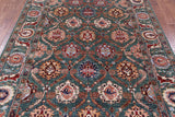 Green Persian Tabriz Hand Knotted Wool Rug - 6' 7" X 9' 9" - Golden Nile