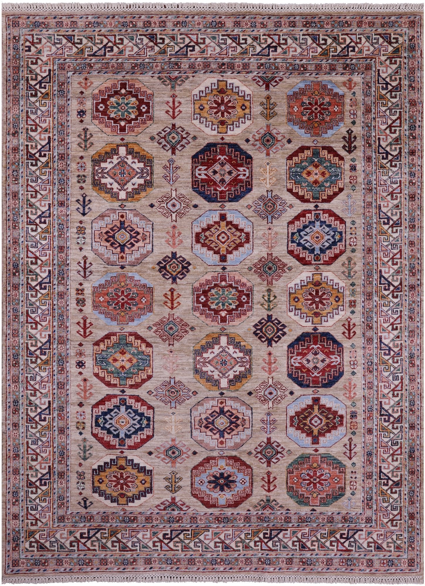 Turkmen Ersari Hand Knotted Wool Rug - 5' 8" X 7' 9" - Golden Nile