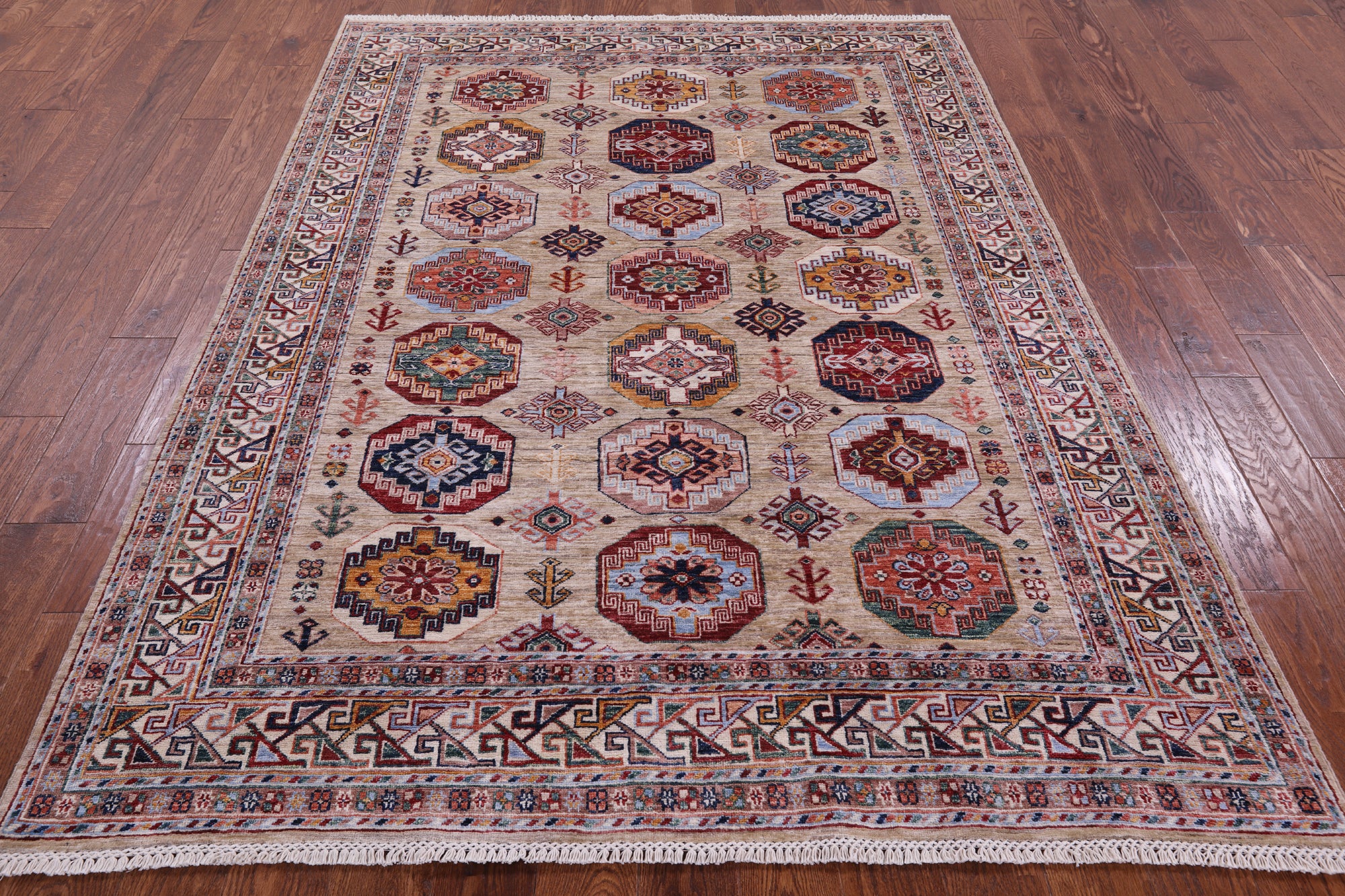 Turkmen Ersari Hand Knotted Wool Rug - 5' 8" X 7' 9" - Golden Nile