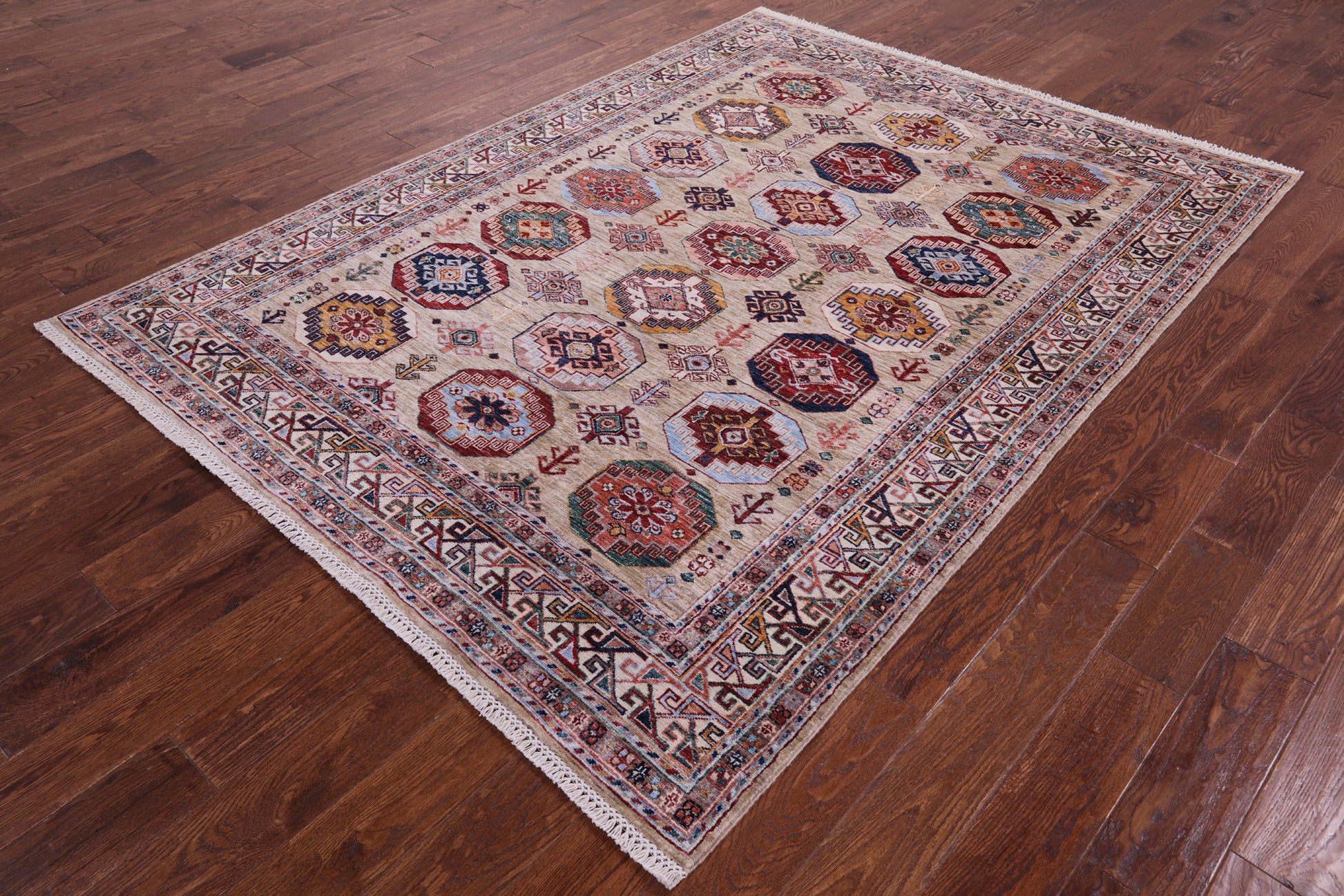 Turkmen Ersari Hand Knotted Wool Rug - 5' 8" X 7' 9" - Golden Nile