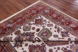 Ivory Super Kazak Hand Knotted Wool Rug - 7' 10" X 9' 11" - Golden Nile