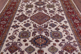 Ivory Super Kazak Hand Knotted Wool Rug - 7' 10" X 9' 11" - Golden Nile