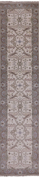 Ivory Turkish Oushak Hand Knotted Runner Rug - 2' 7" X 11' 10" - Golden Nile