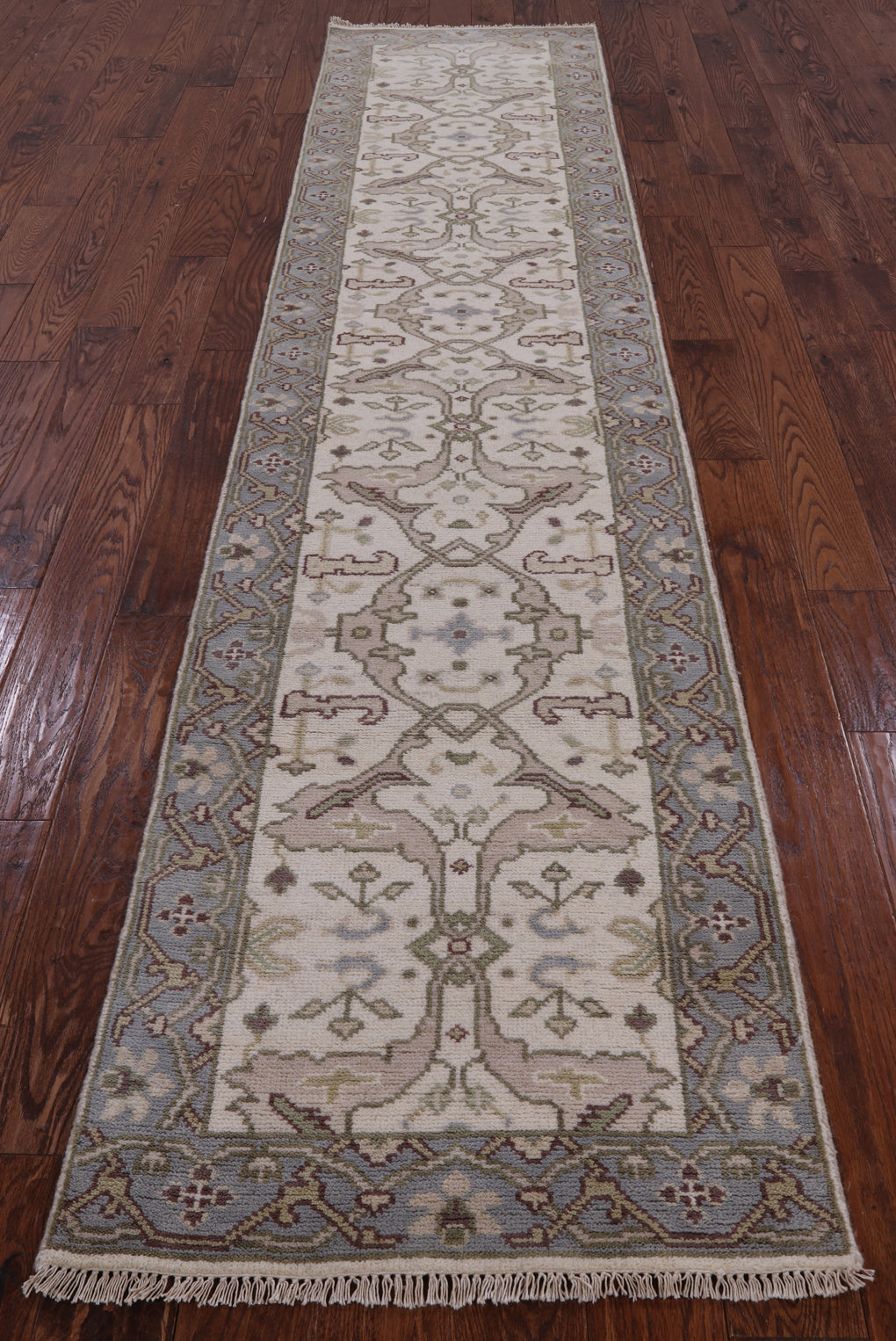 Ivory Turkish Oushak Hand Knotted Runner Rug - 2' 7" X 11' 10" - Golden Nile