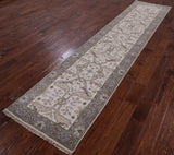 Ivory Turkish Oushak Hand Knotted Runner Rug - 2' 7" X 11' 10" - Golden Nile