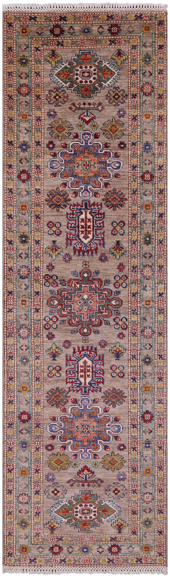 Super Kazak Handmade Wool Runner Rug - 2' 7" X 8' 11" - Golden Nile