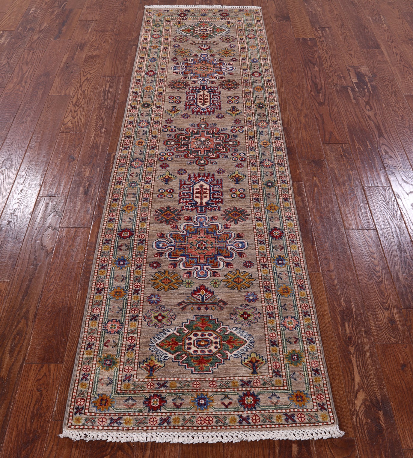 Super Kazak Handmade Wool Runner Rug - 2' 7" X 8' 11" - Golden Nile