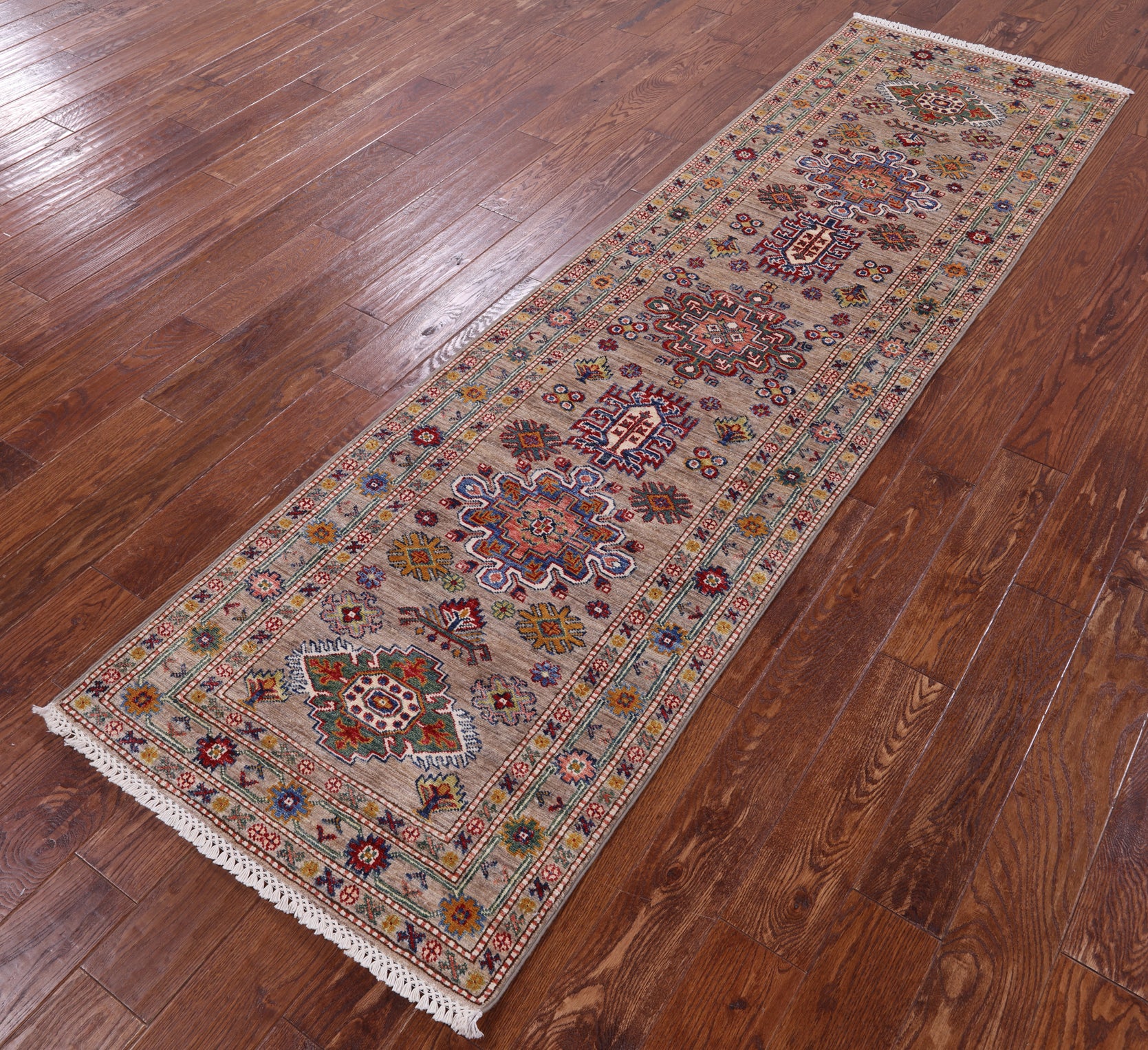 Super Kazak Handmade Wool Runner Rug - 2' 7" X 8' 11" - Golden Nile