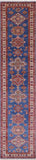 Blue Super Kazak Hand Knotted Wool Runner Rug - 2' 9" X 12' 5" - Golden Nile