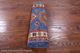 Blue Super Kazak Hand Knotted Wool Runner Rug - 2' 9" X 12' 5" - Golden Nile