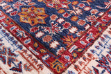 Blue Super Kazak Hand Knotted Wool Runner Rug - 2' 7" X 10' 2" - Golden Nile