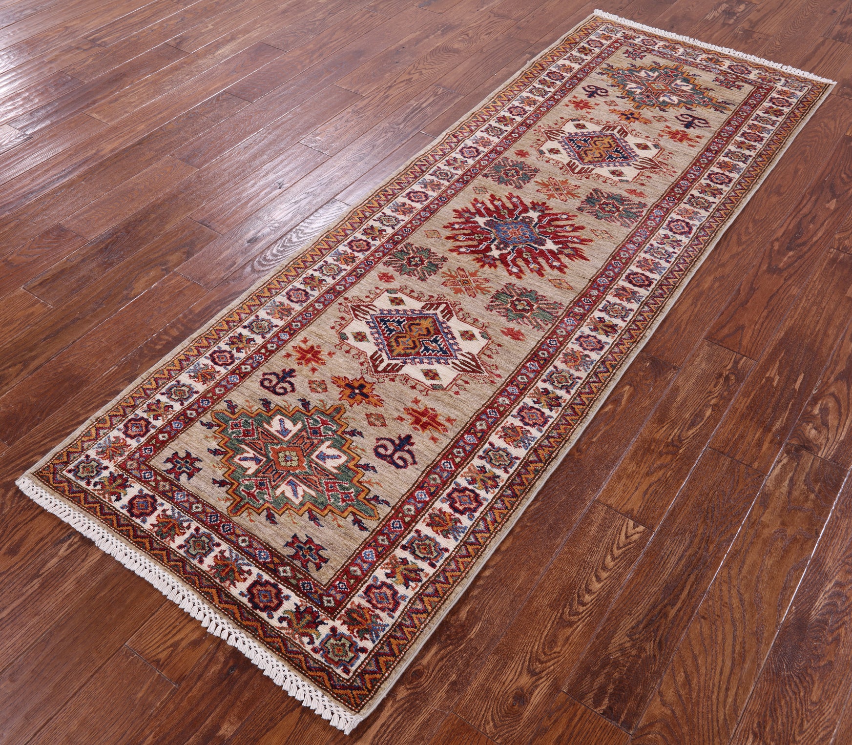Super Kazak Hand Knotted Wool Runner Rug - 2' 10" X 7' 10" - Golden Nile