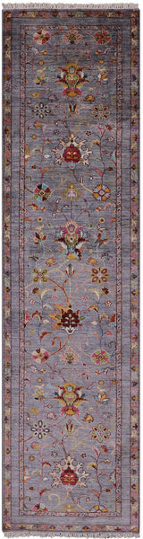 Grey Peshawar Handmade Wool Runner Rug - 2' 8" X 10' 3" - Golden Nile