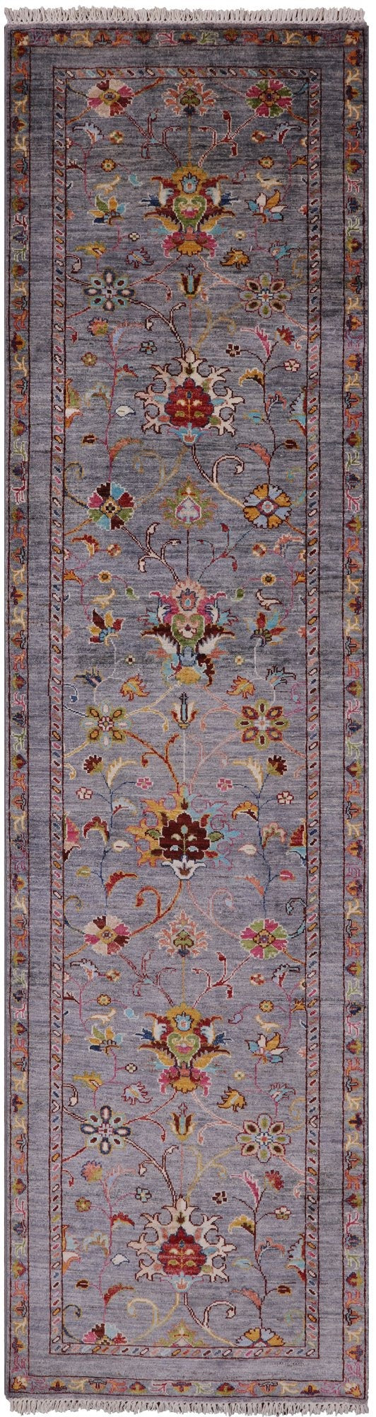 Grey Peshawar Handmade Wool Runner Rug - 2' 8" X 10' 3" - Golden Nile