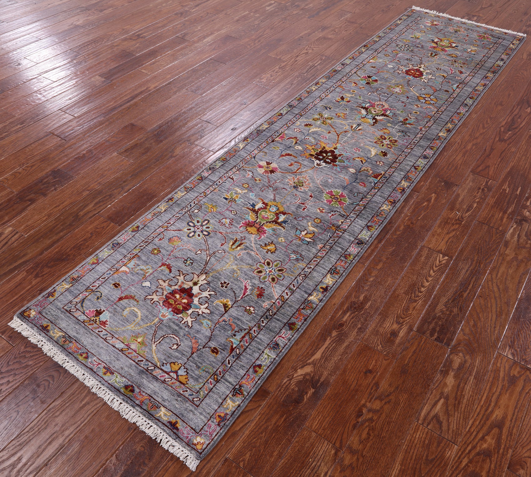 Grey Peshawar Handmade Wool Runner Rug - 2' 8" X 10' 3" - Golden Nile