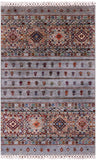 Grey Khorjin Persian Gabbeh Handmade Wool Rug - 2' 8" X 4' 1" - Golden Nile