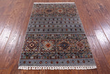 Grey Khorjin Persian Gabbeh Handmade Wool Rug - 2' 8" X 4' 1" - Golden Nile