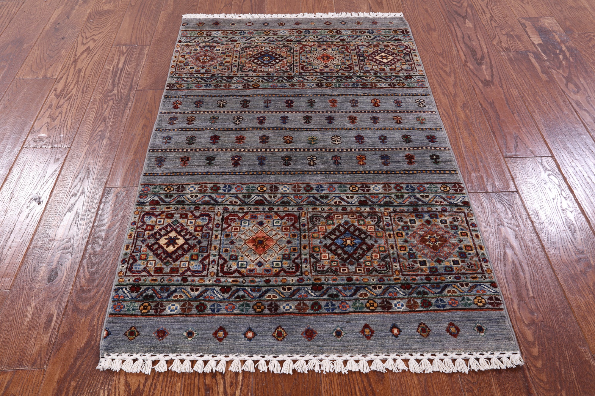 Grey Khorjin Persian Gabbeh Handmade Wool Rug - 2' 8" X 4' 1" - Golden Nile