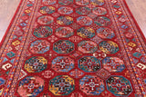 Red Turkmen Ersari Hand Knotted Wool Rug - 6' 6" X 9' 5" - Golden Nile
