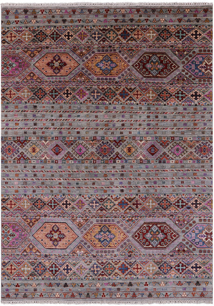 Khorjin Persian Gabbeh Hand Knotted Wool Rug - 5' 8" X 7' 10" - Golden Nile