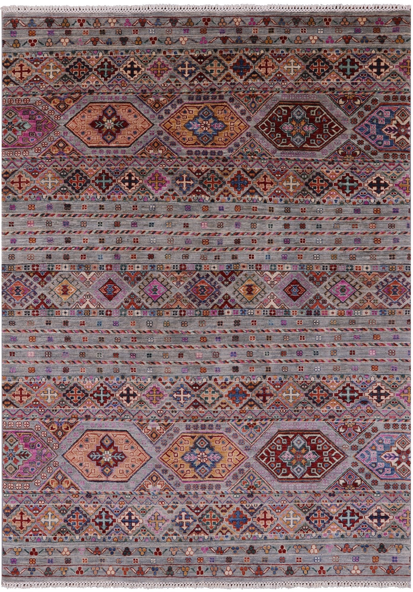 Khorjin Persian Gabbeh Hand Knotted Wool Rug - 5' 8" X 7' 10" - Golden Nile
