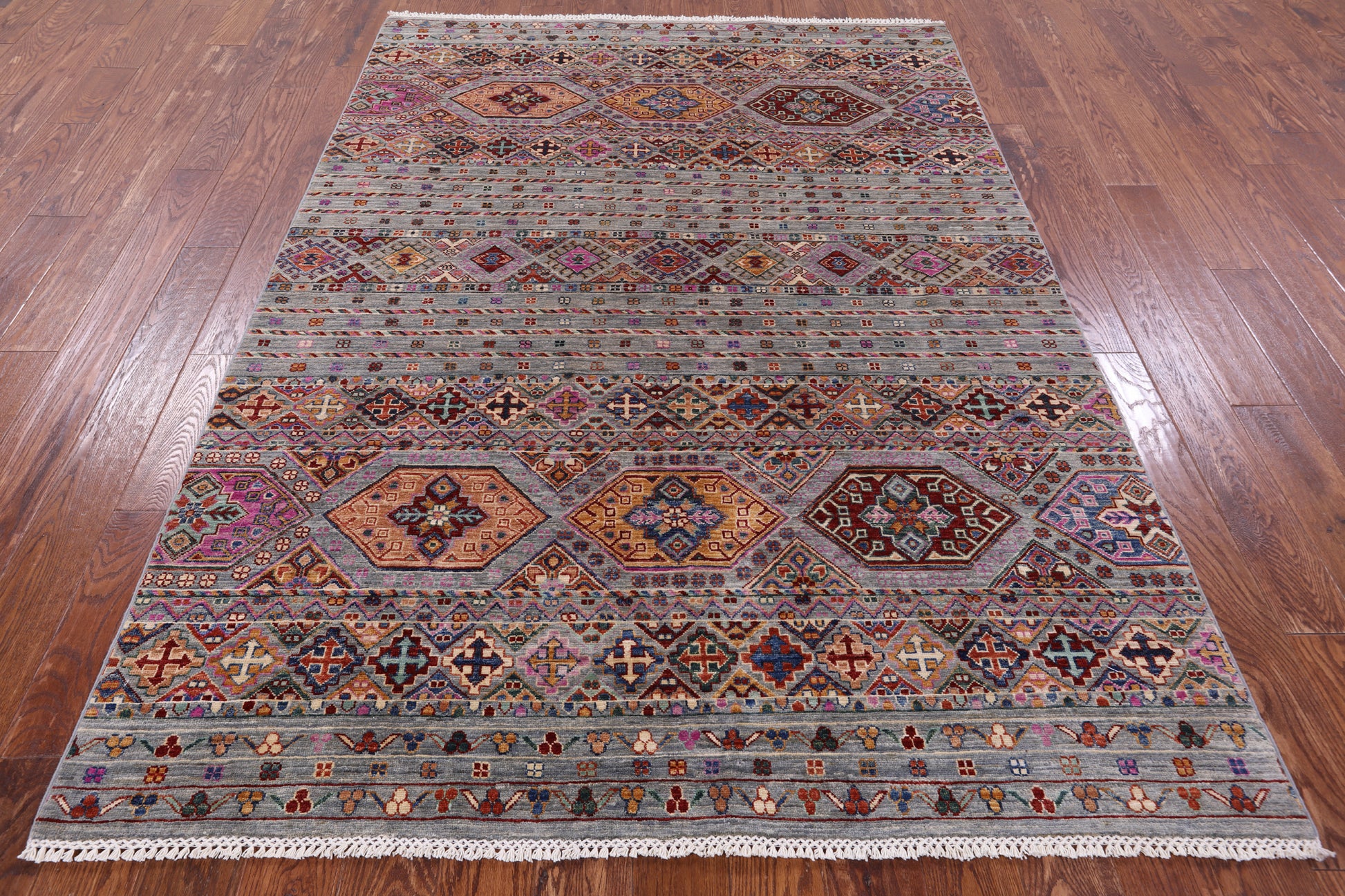 Khorjin Persian Gabbeh Hand Knotted Wool Rug - 5' 8" X 7' 10" - Golden Nile