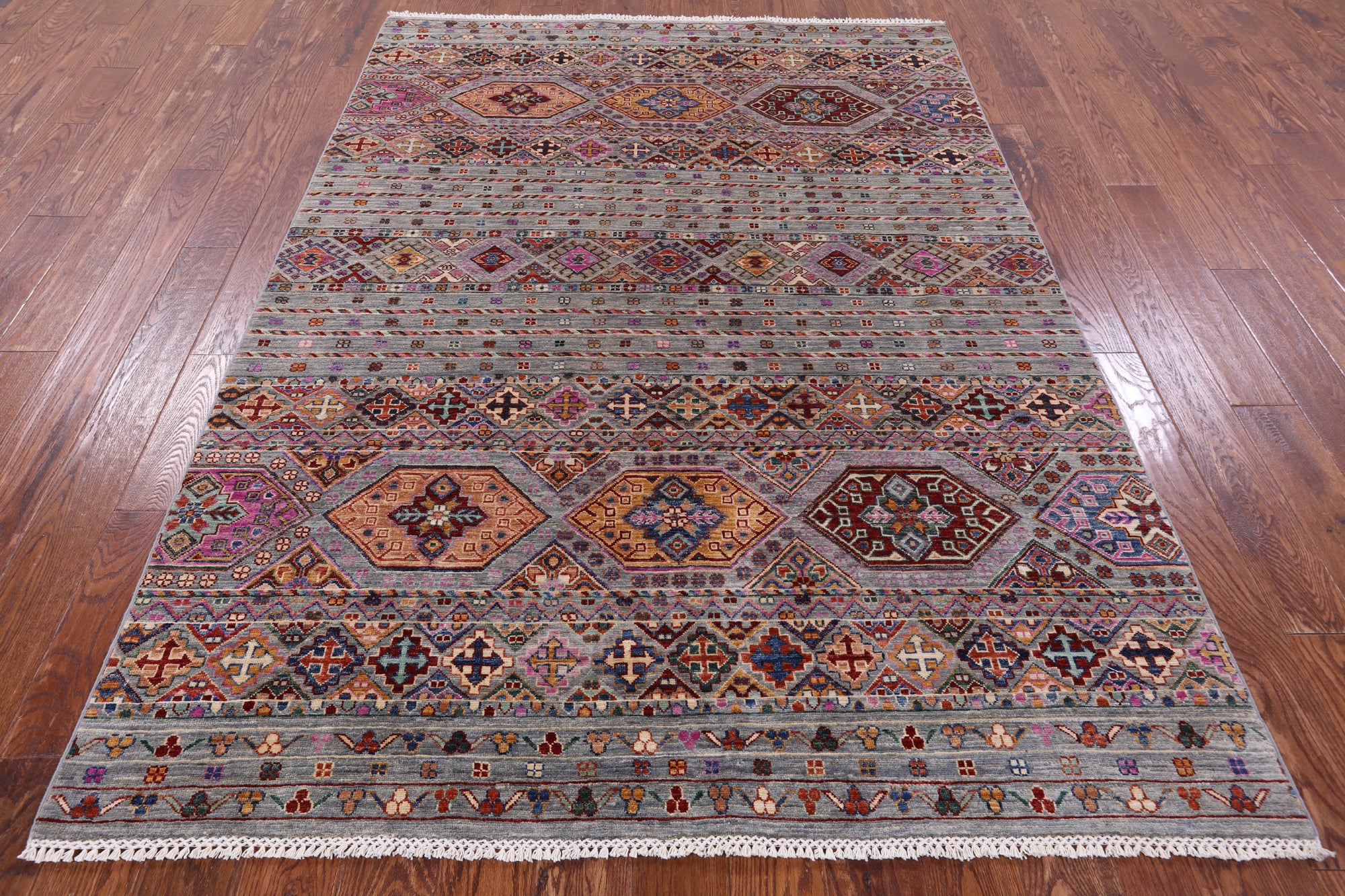 Khorjin Persian Gabbeh Hand Knotted Wool Rug - 5' 8" X 7' 10" - Golden Nile