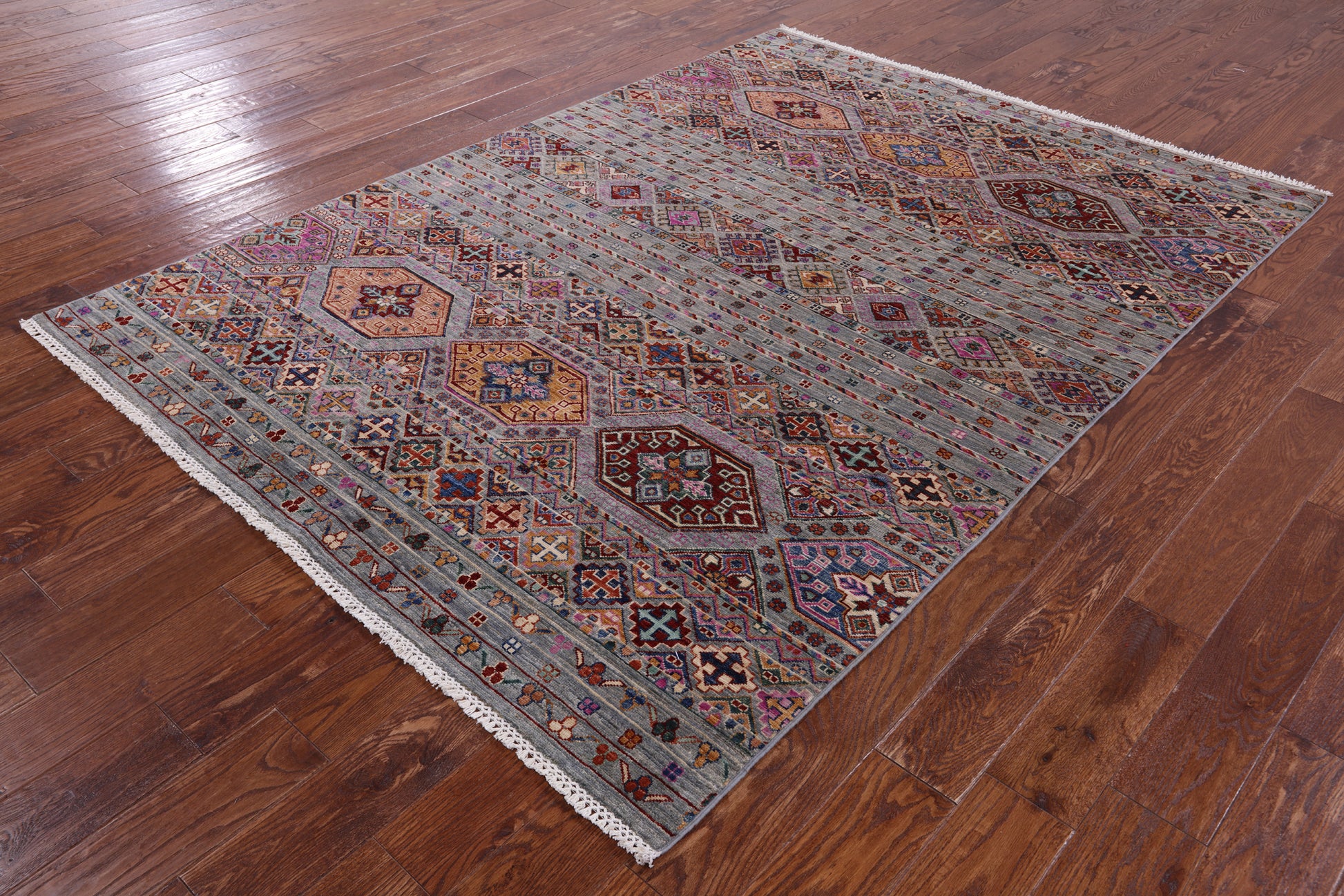 Khorjin Persian Gabbeh Hand Knotted Wool Rug - 5' 8" X 7' 10" - Golden Nile