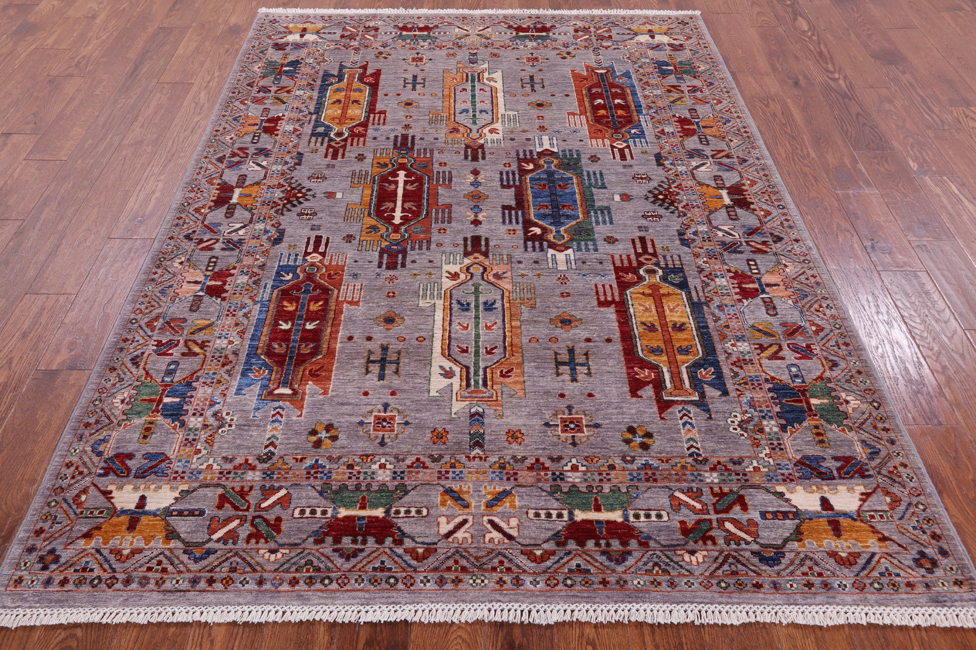 Turkmen Ersari Hand Knotted Wool Rug - 5' 10" X 7' 10" - Golden Nile